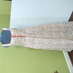 0204 NWT Caroline Constas Red Cherry Square Neck Linen Blend Maxi Long Dress